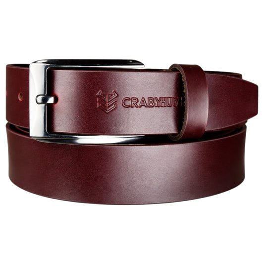 Crabby Hunt Premium Maroon Genuine Leather Belt for Men