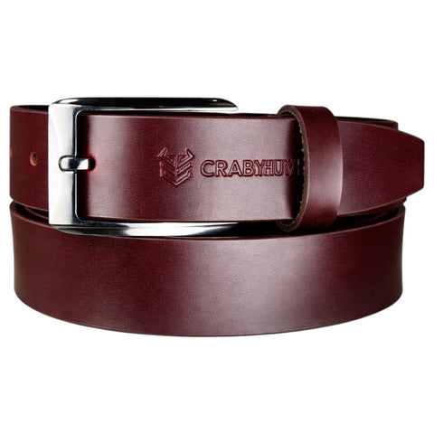 Crabby Hunt Premium Maroon Genuine Leather Belt for Men