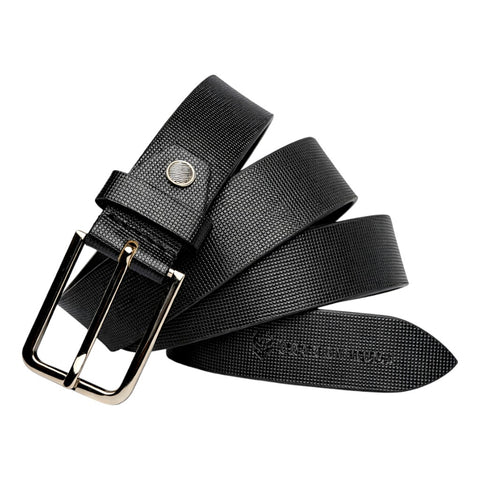 Crabby Hunt Men’s Premium Black Textured Leather Belt with Metal Buckle