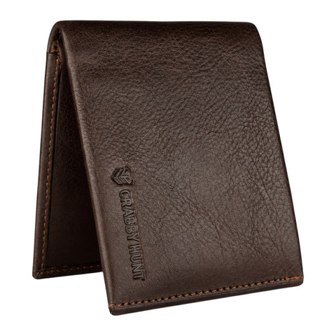Crabby Hunt remium Braided Antique Leather Belt & Dark Brown Wallet Combo | Without Coin Pocket