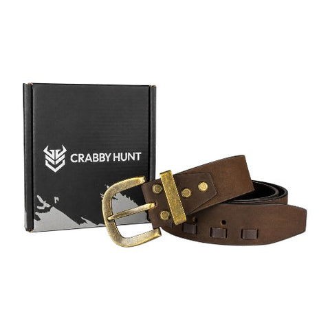 Crabby Hunt Men’s Braided Nubuck Leather Belt with Square Gun metal Buckle — Stylish Casual & Smart Wear