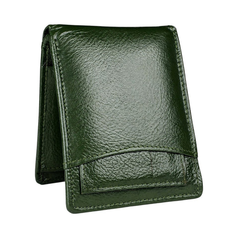 Crabby Hunt Green Leather Wallet – Slim Front Slider Card Holder