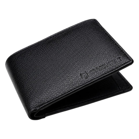 CRABBY HUNT Genuine Leather Wallet for Men | Bifold Wallet with Coin Pocket & Card Slots | Black