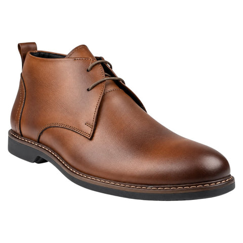 Crabby Hunt Men’s Brown Chukka Boots – Lace-Up Smart Casual Ankle Shoes with Contrast Stitching