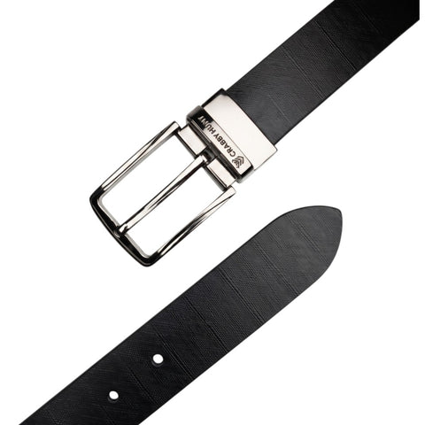 Crabby Hunt Men's Reversible Italian Leather Belt | Black & Brown | Premium Silver Pin Buckle | Genuine Leather Formal Belt for Men | 35 mm