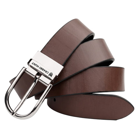 Crabby Hunt Italian Leather Reversible Belt for Men | Premium Black & Brown 2-in-1 Genuine Leather Formal Belt
