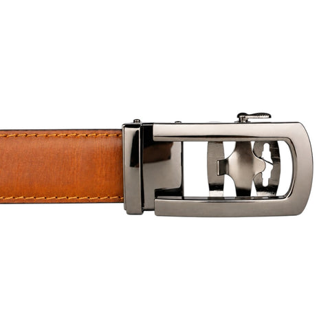 Men's Genuine Leather Belt with Auto Lock Buckle | Choco Brown | 35mm Formal Belt | Crabby Hunt