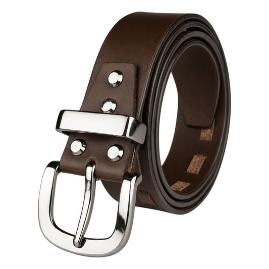 CRABBY HUNT Genuine Leather Belt for Men | Premium Brown Casual Belt with Metal Pin Buckle