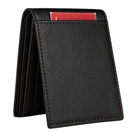 CRABBY HUNT Premium Black Leather Wallet for Men | Classic Bi-Fold Design