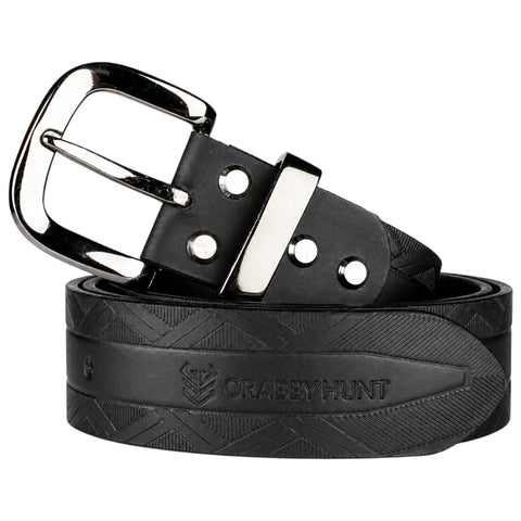 Crabby Hunt Black Patterned Genuine Leather Belt for Men – Premium Quality, Artistic Design, Durable & Sophisticated