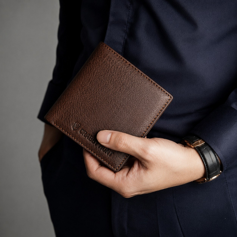 Crabby Hunt Apollo Strap Square Choco Buckle Leather Belt & Dark Brown Wallet Combo for Men | Premium Gift Set