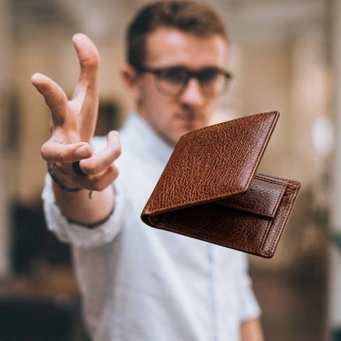 Crabby Hunt Brown Leather Wallet – Flip Bifold with Extra Card Flap