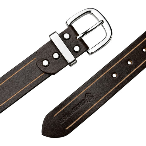 Crabby Hunt Brown Genuine Leather Belt for Men – Dual Stripe Design, Premium Craft