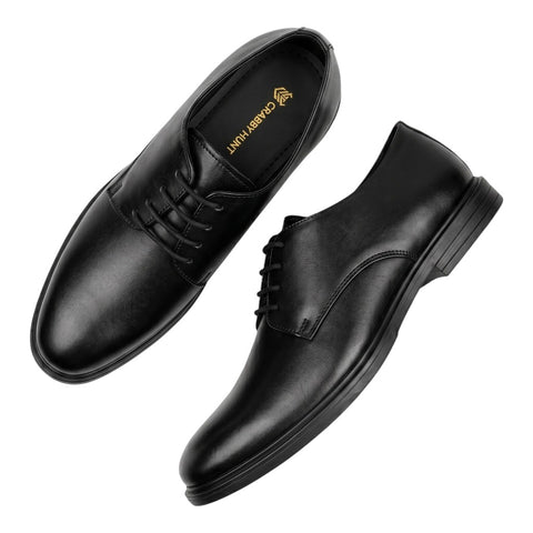 Black Oxford Leather Formal Shoes for Men | Classic Lace-Up Dress Shoes