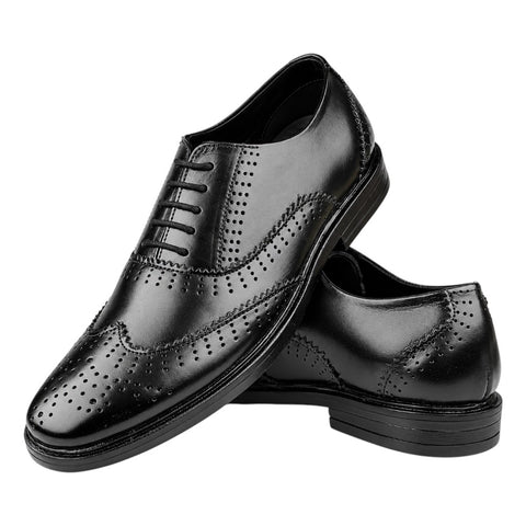 Men’s Genuine Leather Black Wingtip Brogue Oxford Shoes