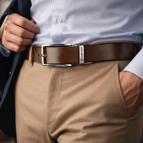Crabby Hunt Dual-Style Reversible Leather Belt for Men