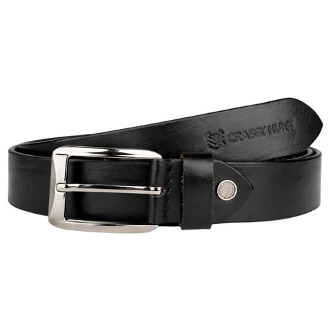 Men’s Genuine Leather Belt | Classic Black Formal & Casual Belt | Durable Metal Buckle