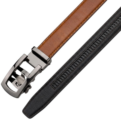 Men's Genuine Leather Belt with Auto Lock Buckle | Choco Brown | 35mm Formal Belt | Crabby Hunt