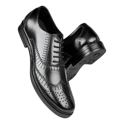 Men’s Genuine Leather Black Wingtip Brogue Oxford Shoes