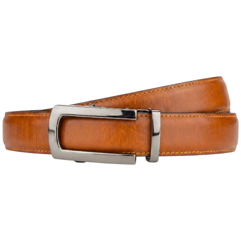 Men's Genuine Leather Belt with Auto Lock Buckle | Choco Brown | 35mm Formal Belt | Crabby Hunt
