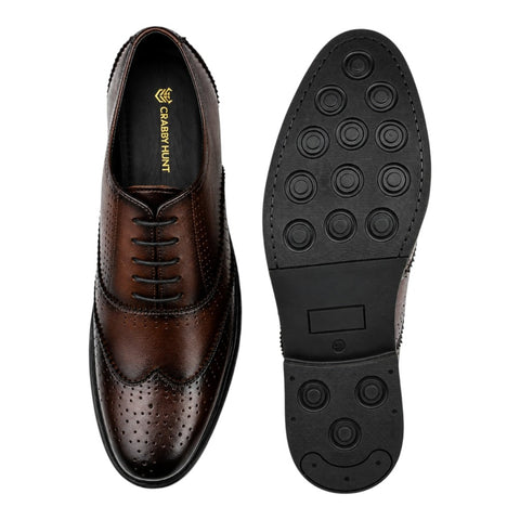 Brown Leather Brogue Oxford Shoes for Men | Crabby Hunt