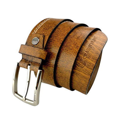 Genuine Tan Leather Belt with Stitches – Crabby Hunt