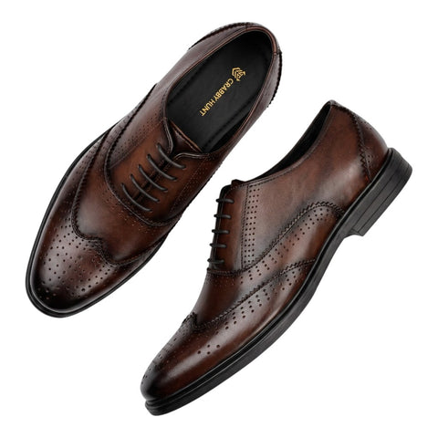 Brown Leather Brogue Oxford Shoes for Men | Crabby Hunt