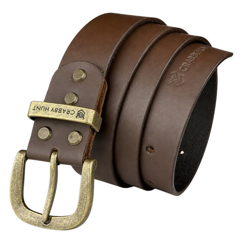 Crabby Hunt Brown Genuine Leather Belt – Premium & Elegant Men's Leather Belt