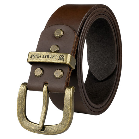 Crabby Hunt Brown Genuine Leather Belt – Premium & Elegant Men's Leather Belt