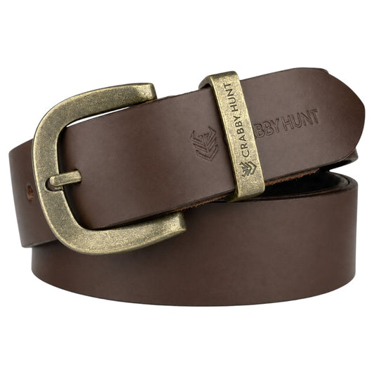 Crabby Hunt Brown Genuine Leather Belt – Premium & Elegant Men's Leather Belt