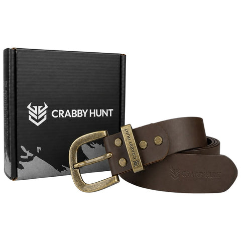 Crabby Hunt Brown Genuine Leather Belt – Premium & Elegant Men's Leather Belt