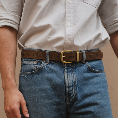 Crabby Hunt Men’s Braided Nubuck Leather Belt with Square Gun metal Buckle — Stylish Casual & Smart Wear
