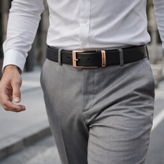 Crabby Hunt Premium Leather Belt & Wallet Combo – Dammas Choco Gold Buckle Belt + Black Back Pocket Wallet Gift Set