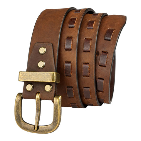 Crabby Hunt Men’s Braided Nubuck Leather Belt with Square Gun metal Buckle — Stylish Casual & Smart Wear