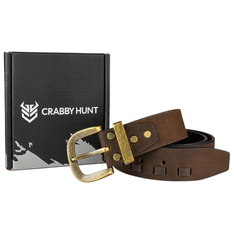 Crabby Hunt Men’s Braided Nubuck Leather Belt with Square Gun metal Buckle — Stylish Casual & Smart Wear
