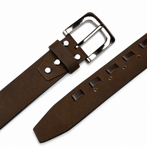 CRABBY HUNT Genuine Leather Belt for Men | Premium Brown Casual Belt with Antique Metal Pin Buckle