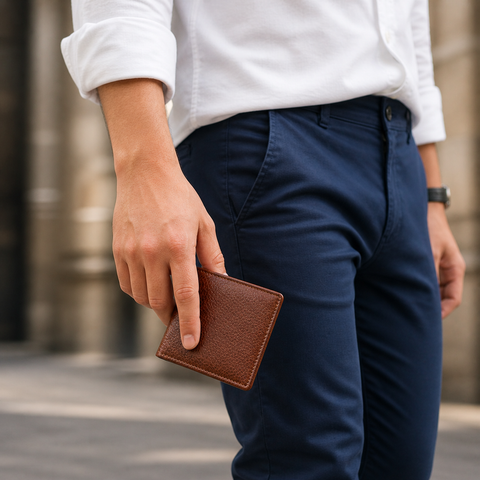 Brown Leather Wallet for Men with Hidden Card Holder & Zipper | Slim Premium Wallet – Crabby Hunt