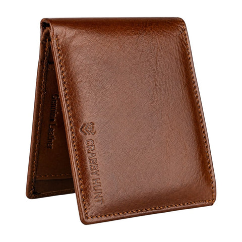 Crabby Hunt Premium Leather Belt & Wallet Combo – Black Braided Belt with Brown Men's Wallet (Without Coin Pocket) | Gift Set