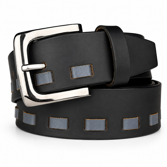 Crabby Hunt Premium Leather Belt & Wallet Combo – Black Braided Belt with Brown Men's Wallet (Without Coin Pocket) | Gift Set