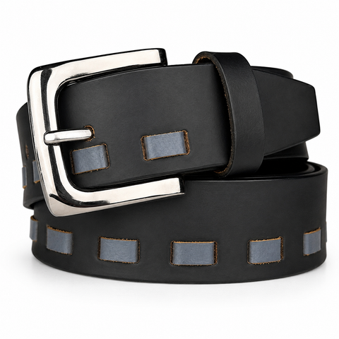 Crabby Hunt Premium Leather Belt & Wallet Combo – Black Braided Belt with Brown Men's Wallet (Without Coin Pocket) | Gift Set