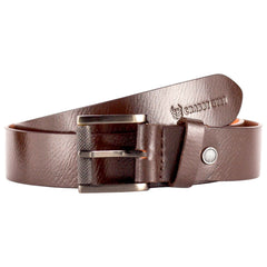 Genuine Brown Leather Belt with Premium Silver Roller Buckle