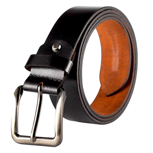 Crabby Hunt Classic Black Leather Belt for Men – Sleek Finish, Genuine Leather, Durable & Refined Look
