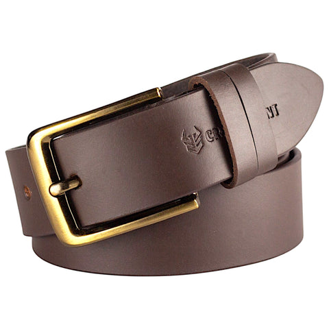 Crabby Hunt Brown Genuine Leather Belt – Premium & Elegant Men's Leather Belt