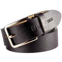 Crabby Hunt Black Genuine Leather Belt for Men – Smooth Finish, Elegant Buckle, Timeless & Sturdy