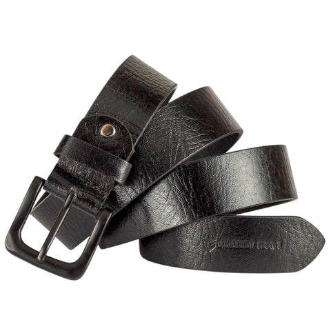 Genuine Black Leather Belt with Black Metal Buckle – Crabby Hunt