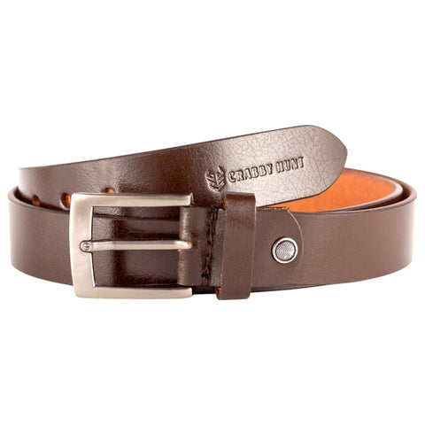 Crabby Hunt Genuine Padded Brown Leather Belt – Metal Buckle Edition