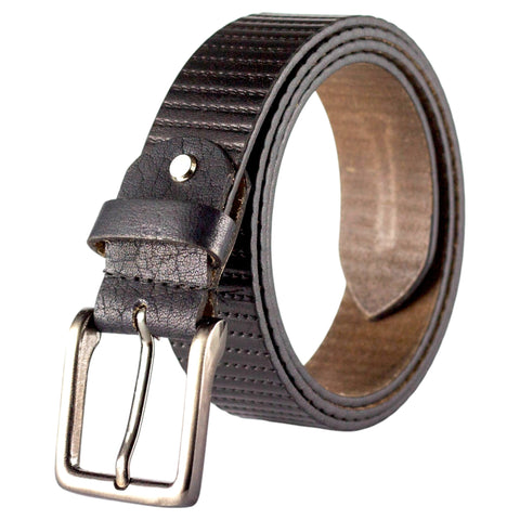 Crabby Hunt Textured Black Leather Belt for Men – Stylish Pattern, Genuine Craftsmanship, Rugged & Elegant