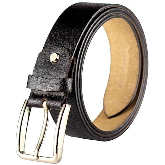 Crabby Hunt Black Genuine Leather Belt for Men – Smooth Finish, Elegant Buckle, Timeless & Sturdy