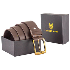 Crabby Hunt Brown Genuine Leather Belt for Men – Elegant Design, Premium Quality, Durable & Stylish