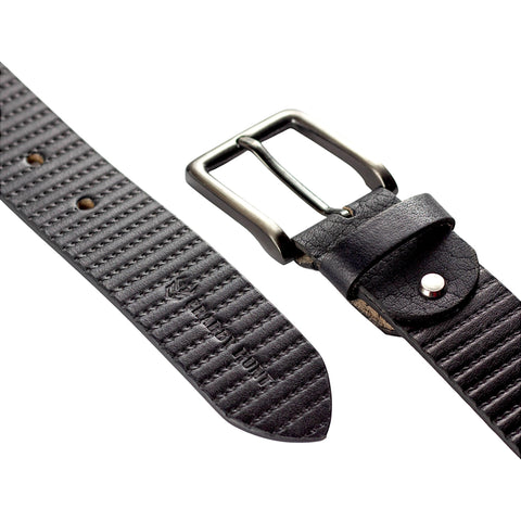 Crabby Hunt Textured Black Leather Belt for Men – Stylish Pattern, Genuine Craftsmanship, Rugged & Elegant
